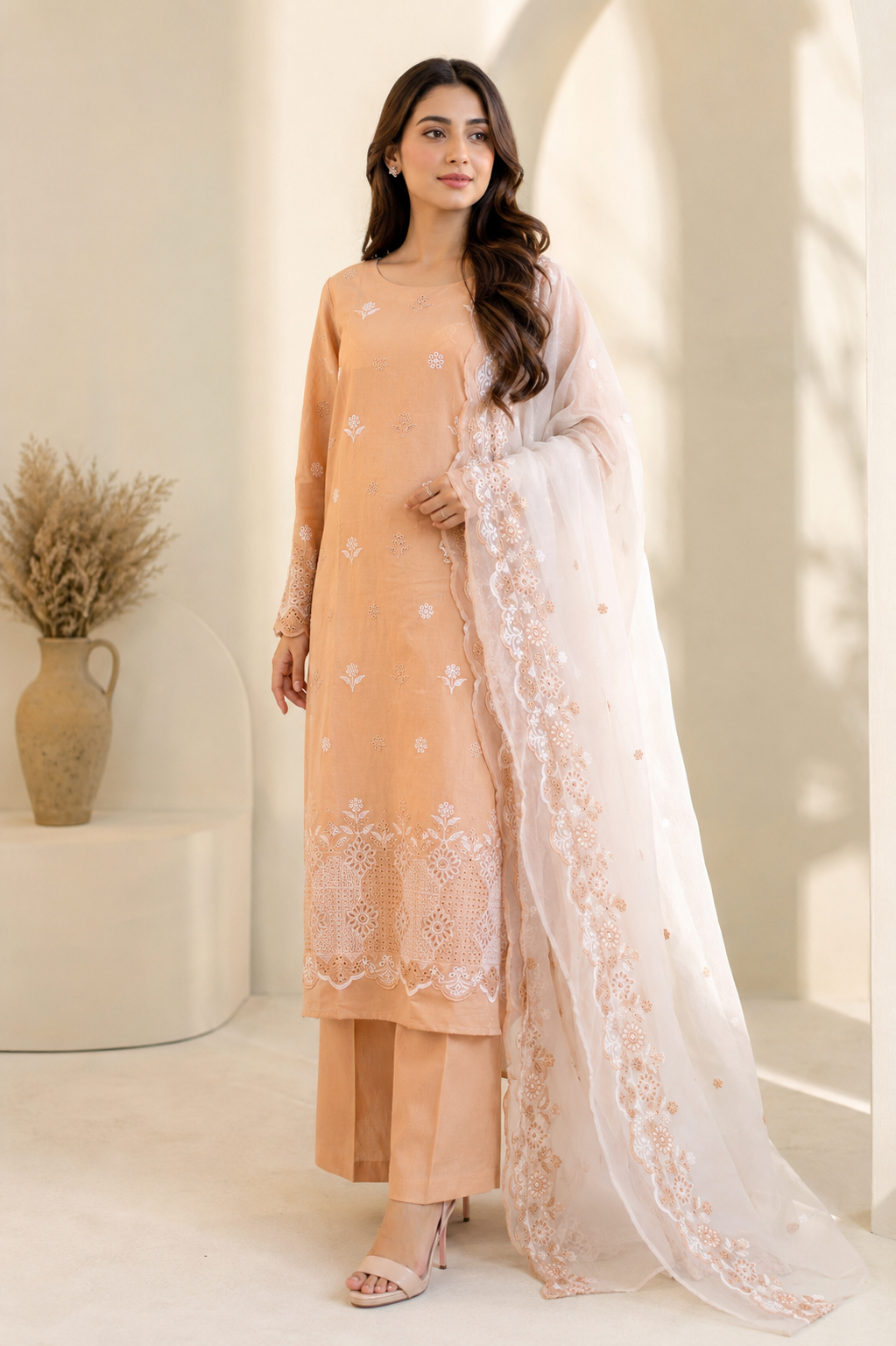 Edenrobe Premium Embroidered 3 Piece