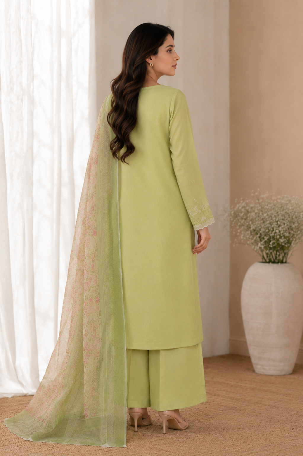 Edenrobe Premium Embroidered 3 Piece