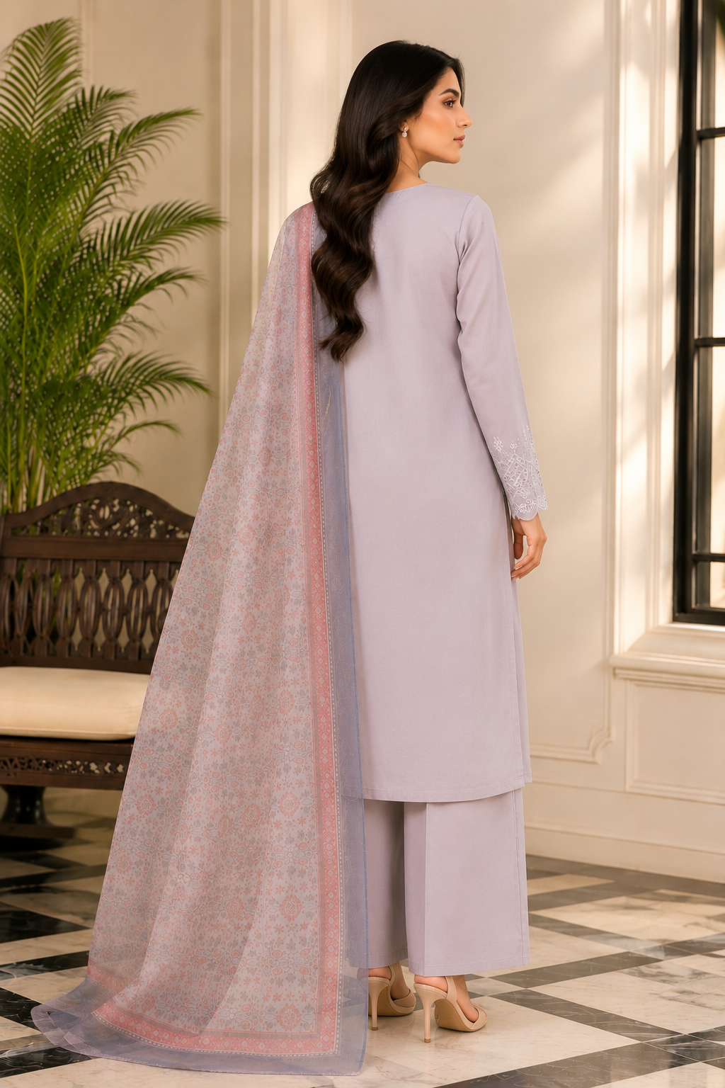 Edenrobe Premium Embroidered 3 Piece