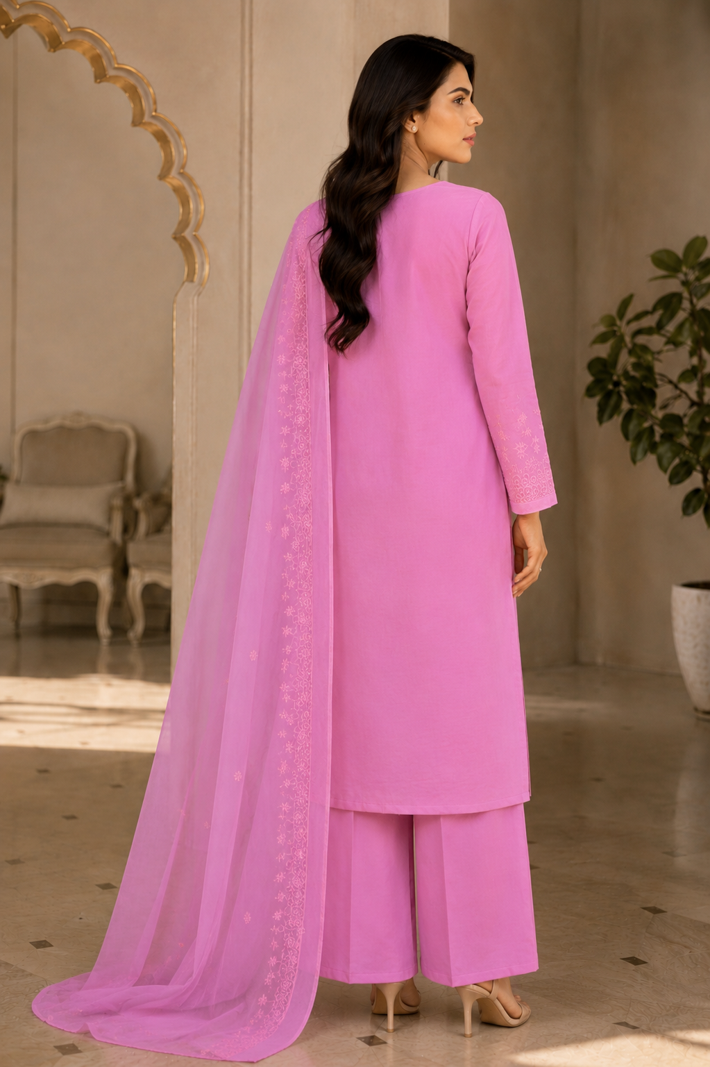 Edenrobe Premium Embroidered 3 Piece
