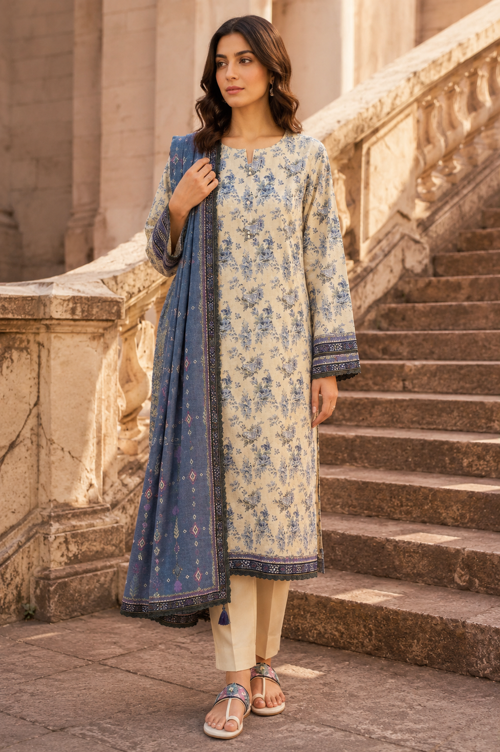 Elaya Premium 3 Piece Unstitched Lawn Suit