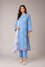 J. Elegant Printed Lawn 3PC Suit