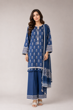 J. Elegant Printed Lawn 3PC Suit