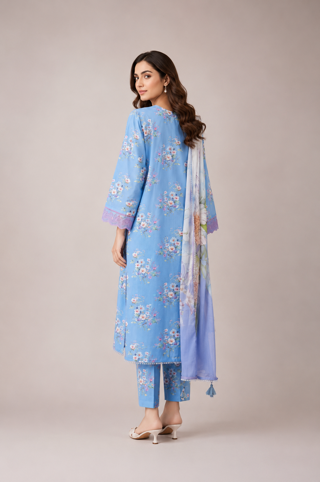 J. Elegant Printed Lawn 3PC Suit