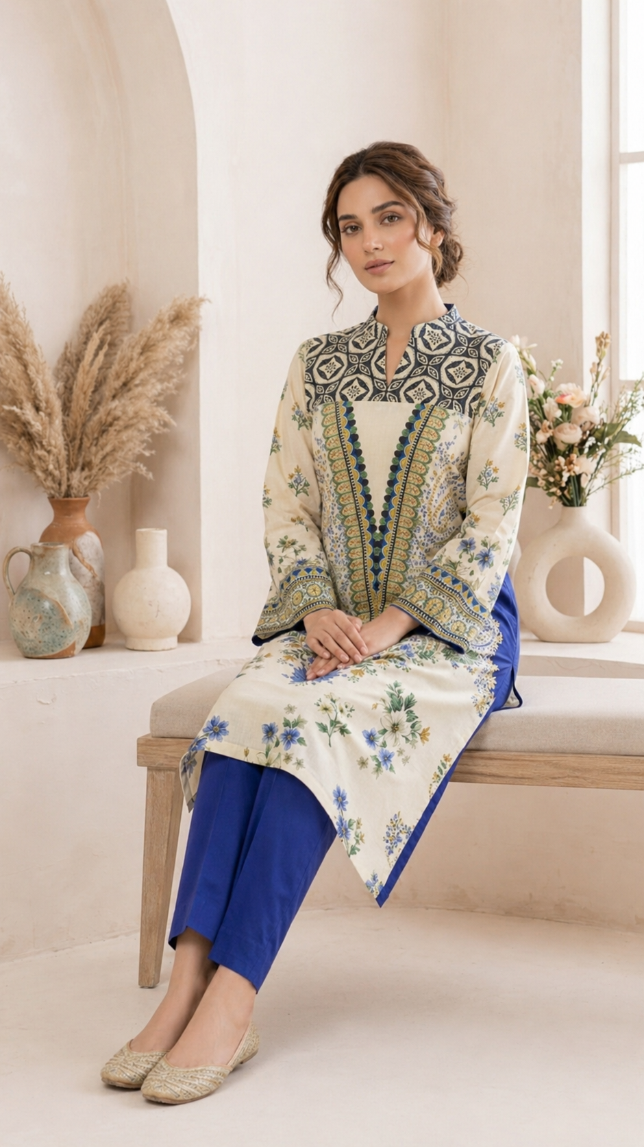 2PC ETHNC Lawn Suit – Imported(Unstitched)