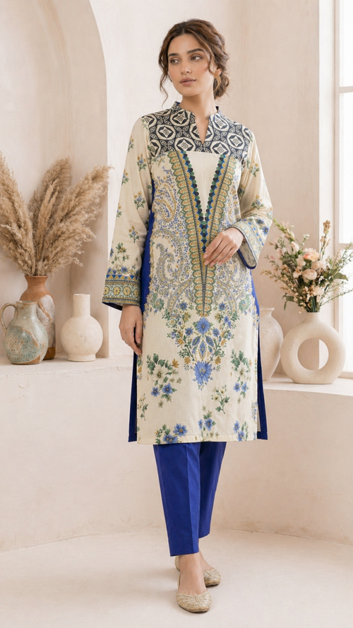 2PC ETHNC Lawn Suit – Imported(Unstitched)