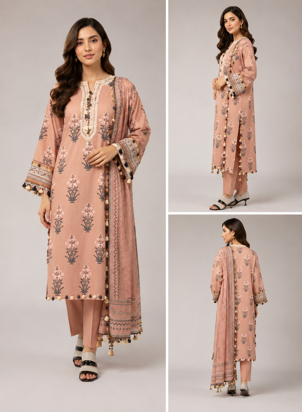J. Elegant Printed Lawn 3PC Suit