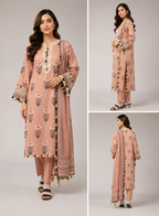 J. Elegant Printed Lawn 3PC Suit