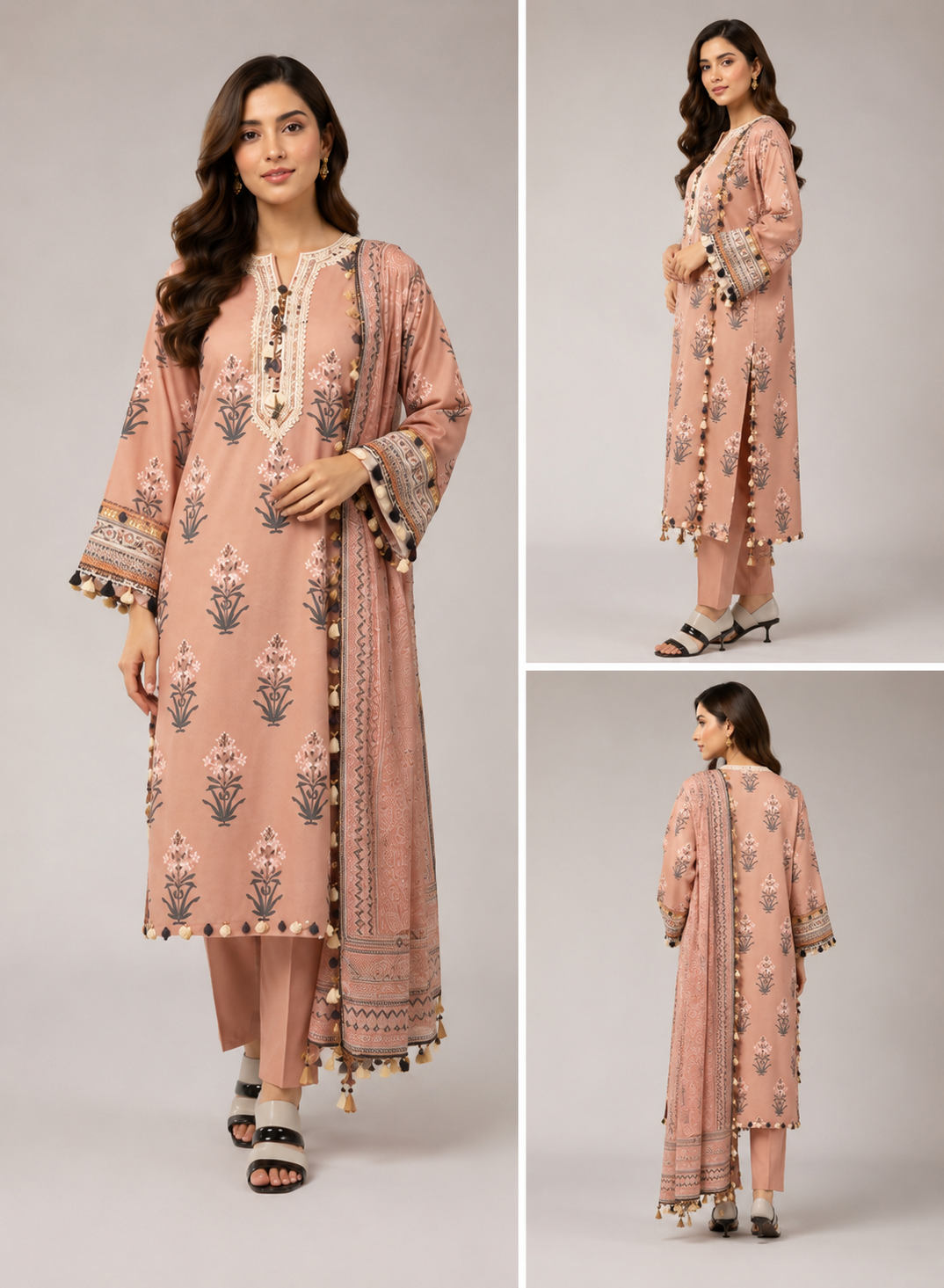 J. Elegant Printed Lawn 3PC Suit