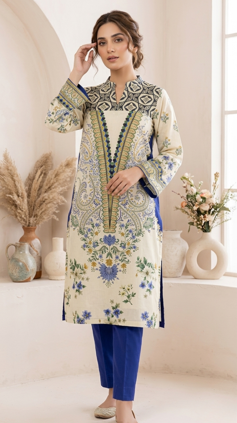 2PC ETHNC Lawn Suit – Imported(Unstitched)