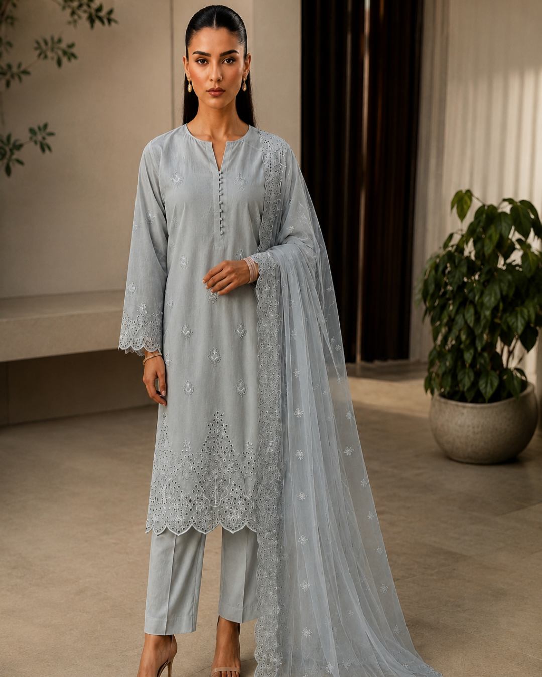 3-Piece Embroidered Lawn Suit