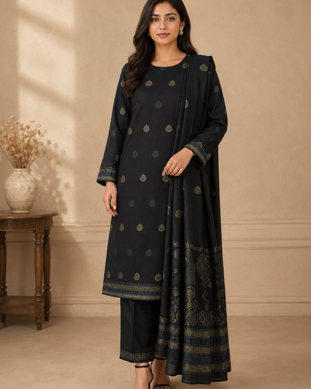 Imported Glossy 3 Piece Unstitched Women's Suit