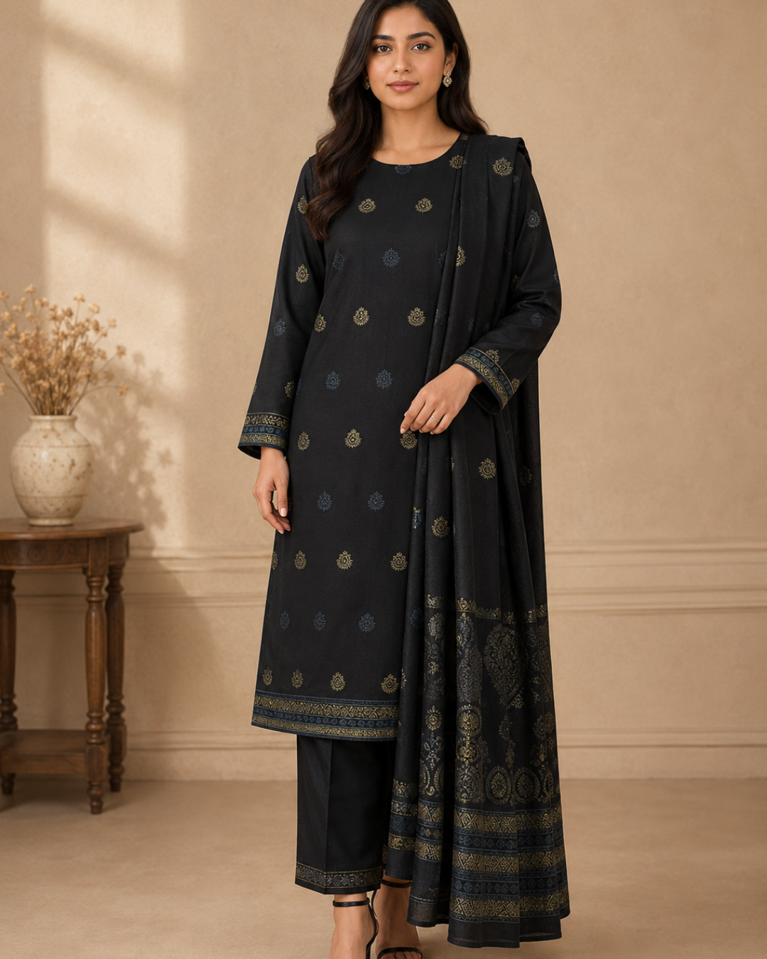 Imported Glossy 3 Piece Unstitched Women's Suit