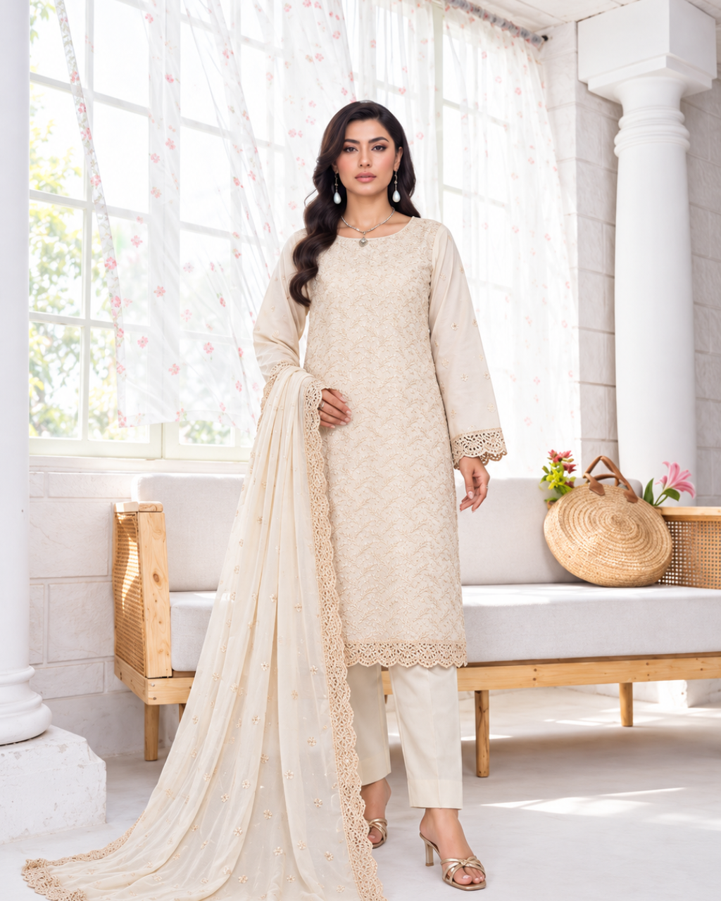 Embroidered 3- piece suit