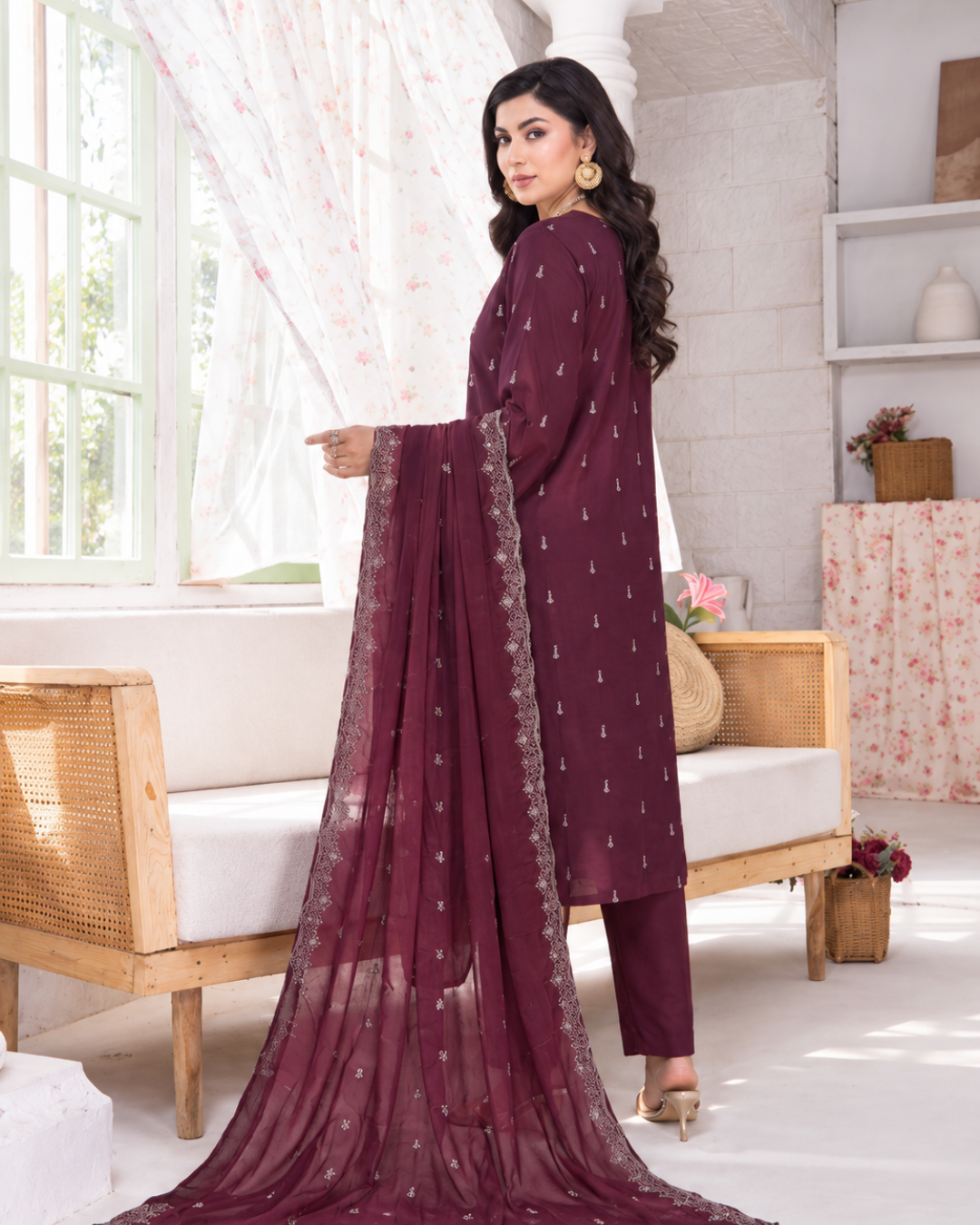 Embroidered  3- piece suit