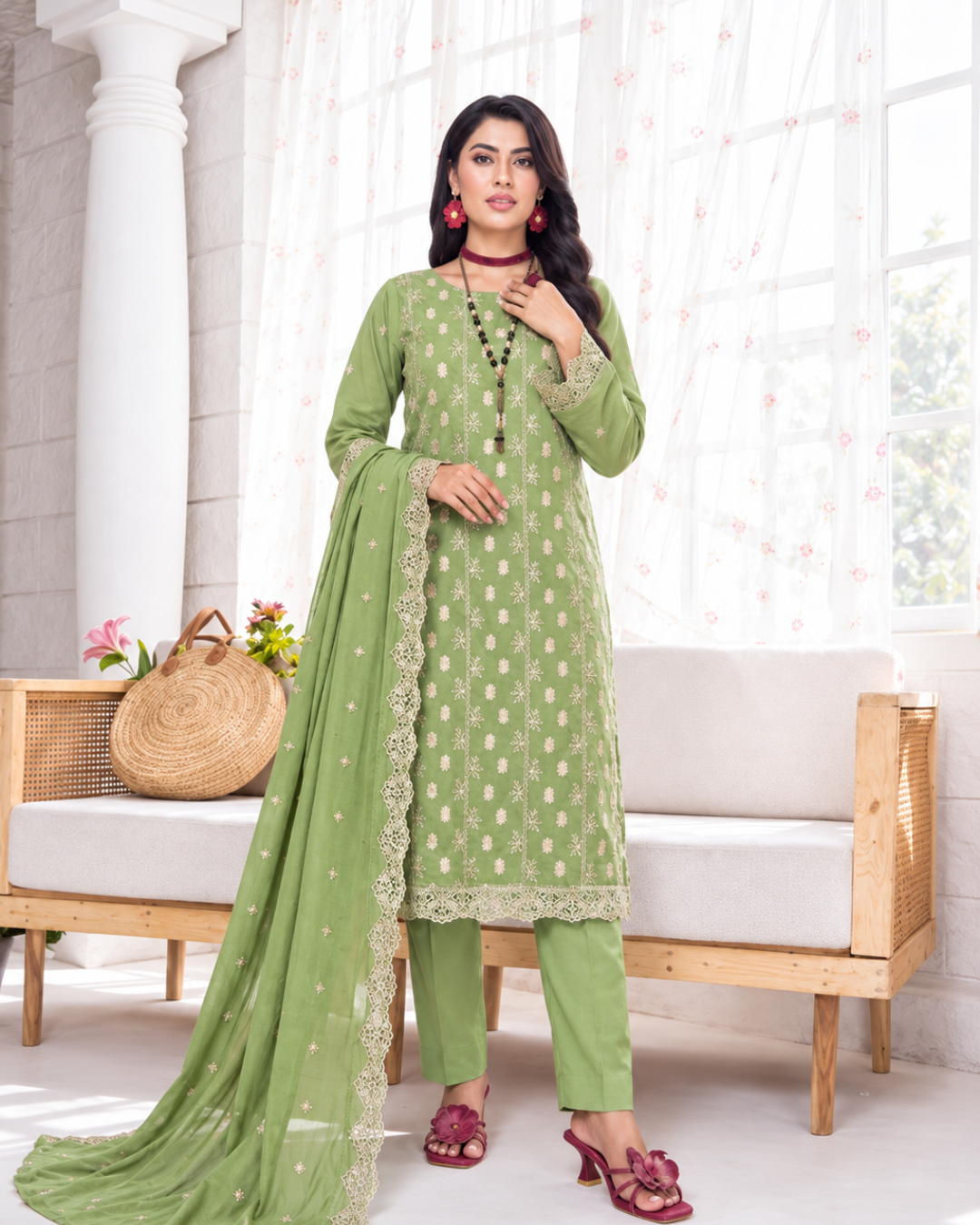 Embroidered 3- piece suit
