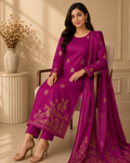 Imported Glossy 3 Piece Unstitched Women's Suit
