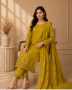 Imported Glossy 3 Piece Unstitched Women's Suit