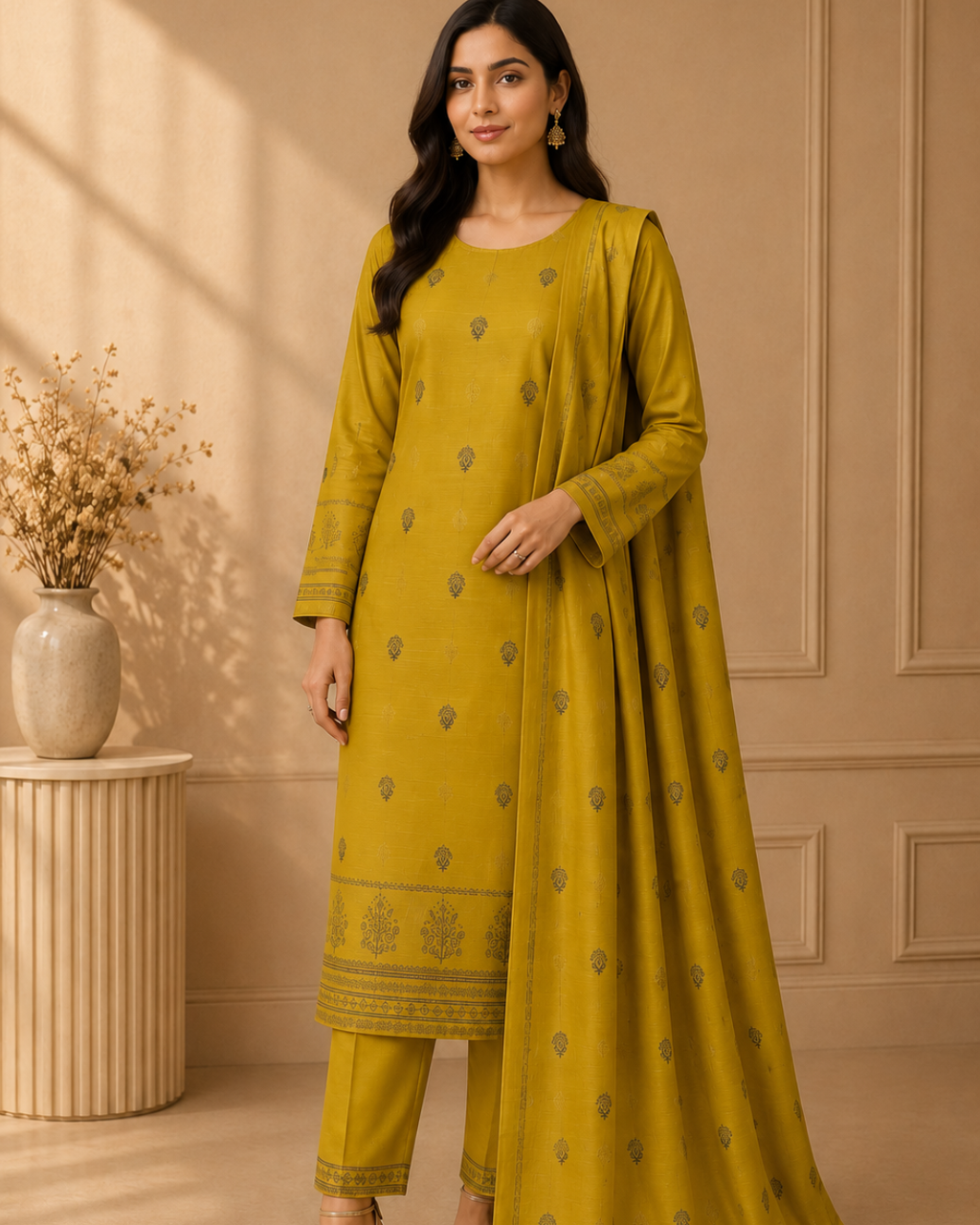 Imported Glossy 3 Piece Unstitched Women's Suit