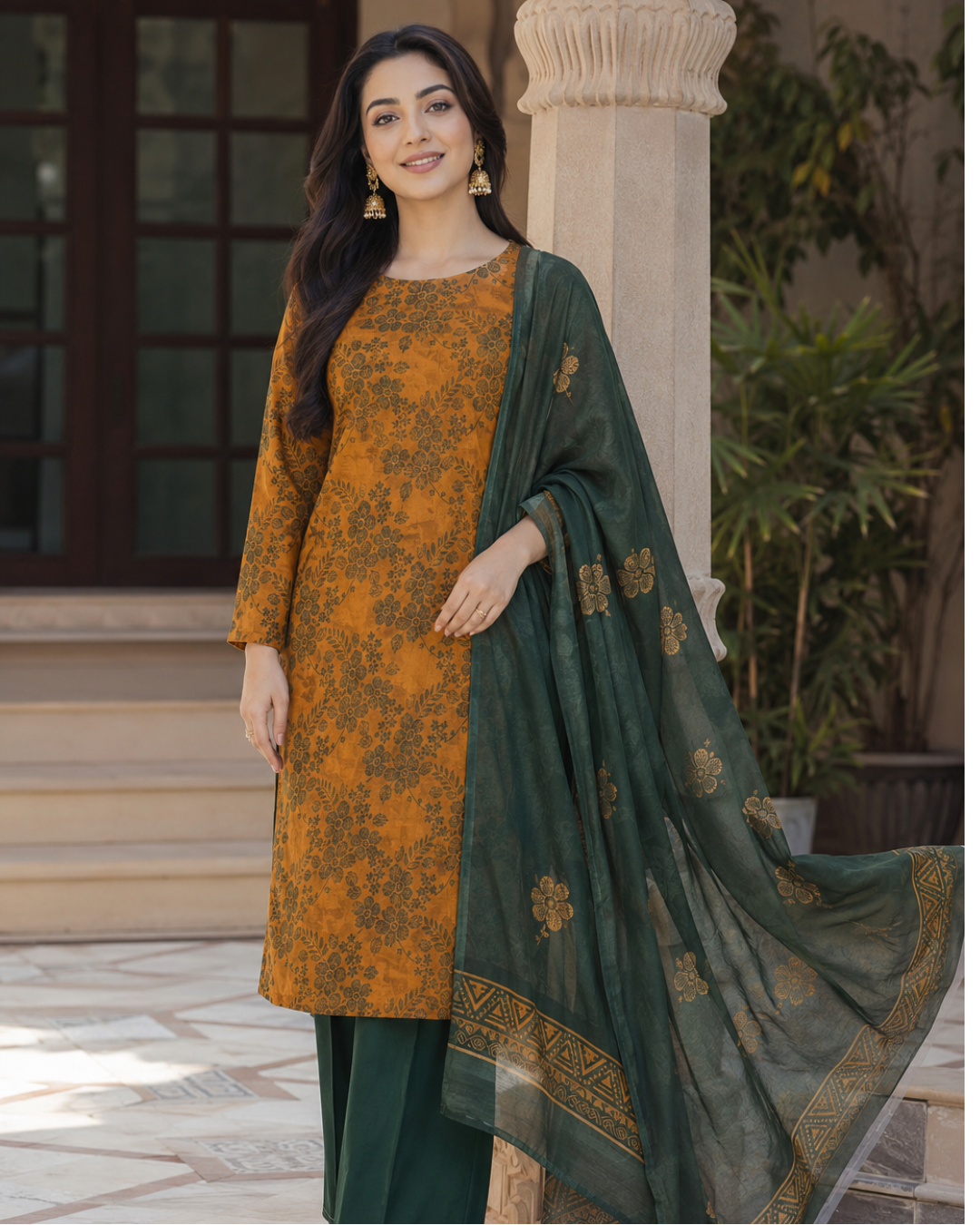 3-Piece imported printed suit