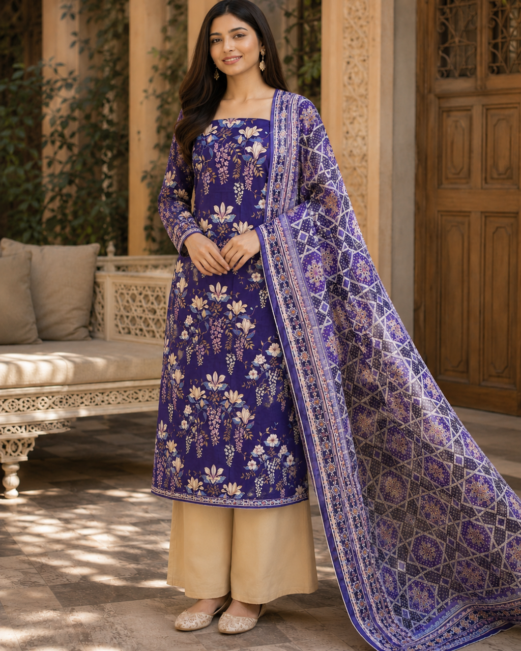 Printed Lawn Unstitched 3 Piece Suit