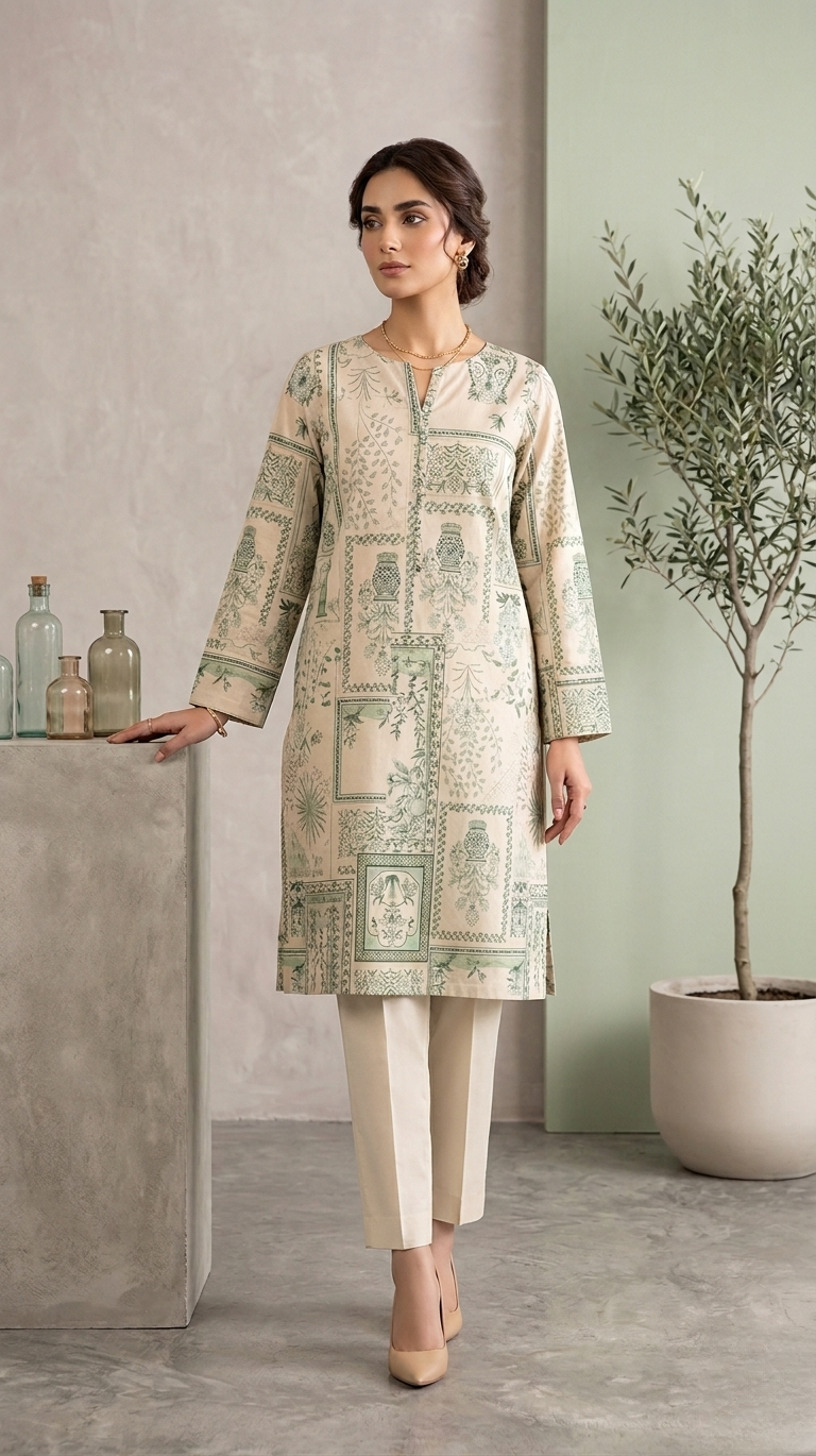 2PC ETHNC Lawn Suit – Imported(Unstitched)